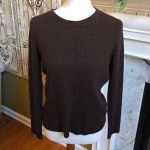 Brown Cableknit Crewneck Sweater